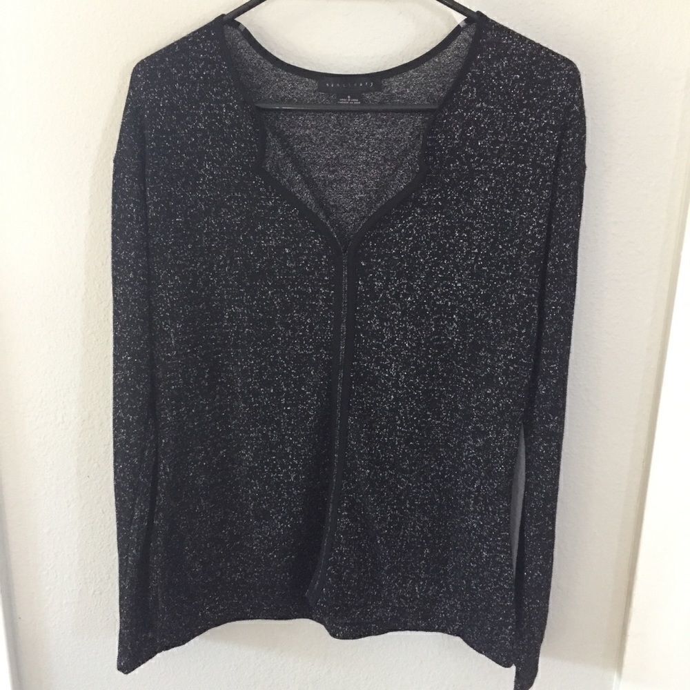 Sanctuary black with silver sparkle blouse sz sm